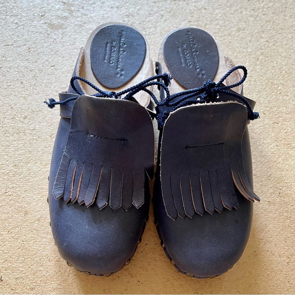 BOSABO clogs wood leather brown made in France Kid’s 1 / 32 EU new-never used!